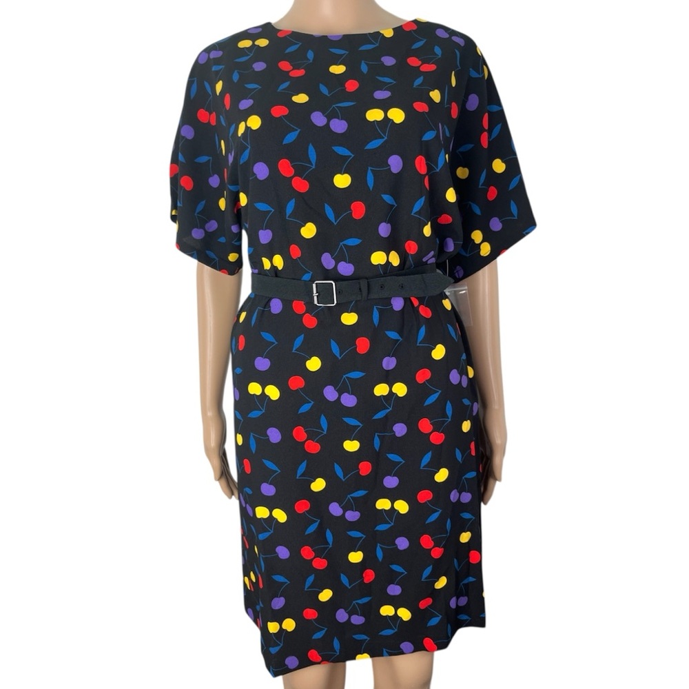 New ModCloth Retro Style Black Cherry Print Shift Dress